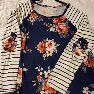 Floral & stripe tunic